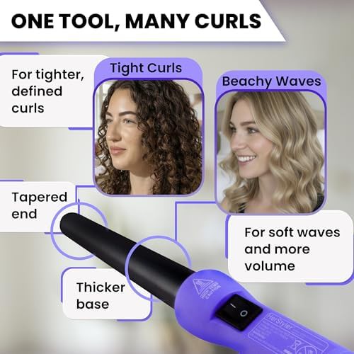 Purple grande tapered ceramic curling wand — photo 5