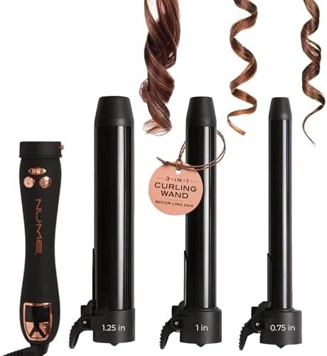 Automatic curling iron with three interchangeable barrels