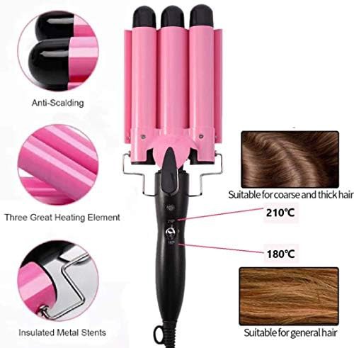 Pink three barrel ceramic hair waver — photo 4