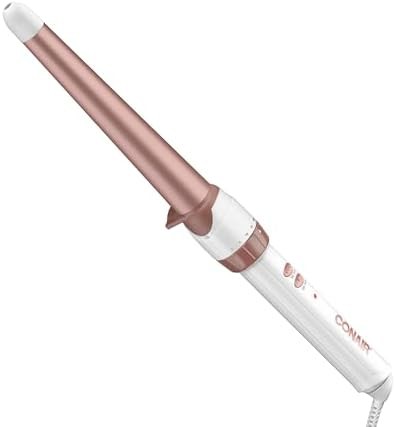 White tapered double ceramic curling wand
