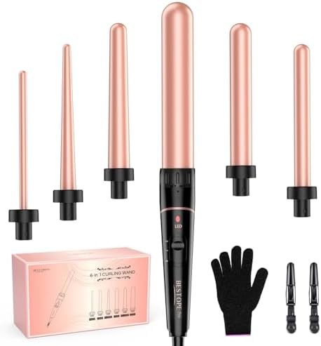 Clipless ceramic six in one curling wand
