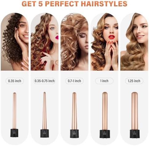 Gold ceramic five piece curling iron set — photo 5