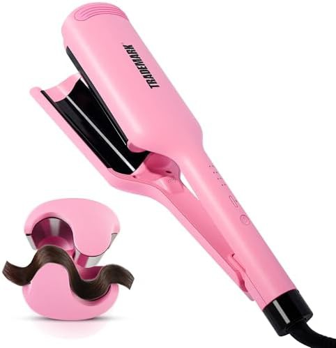 Pink double barrel beach wave crimper