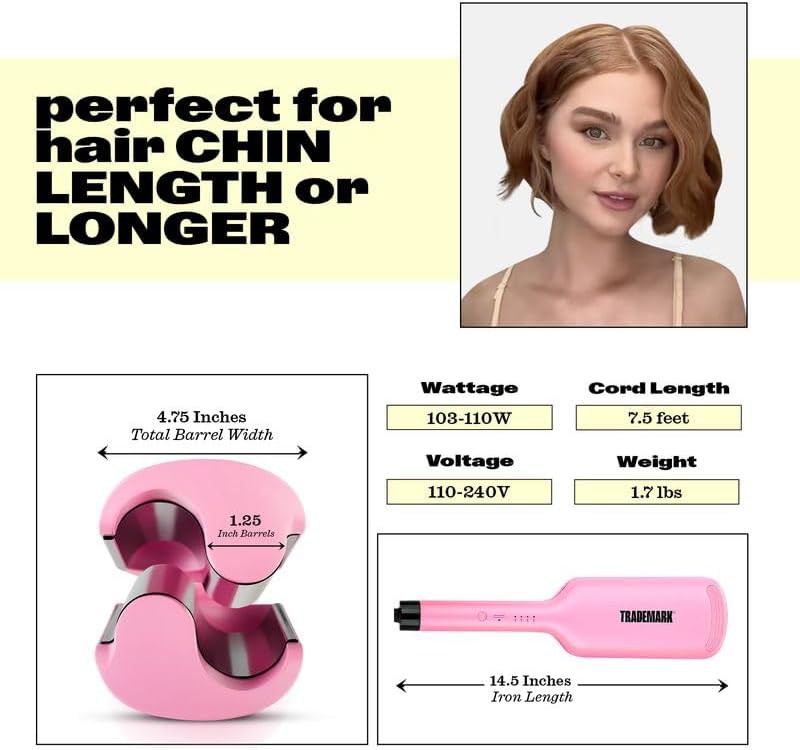 Pink double barrel beach wave crimper — photo 3