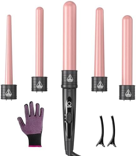 Rose gold five in one interchangeable curling set
