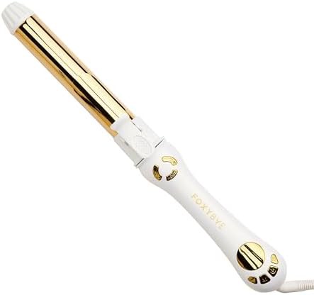 White and gold automatic titanium curling iron
