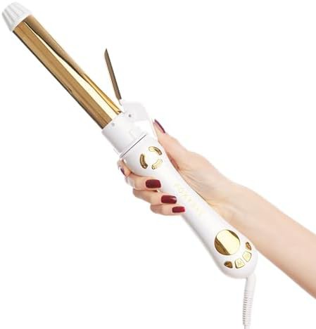 White and gold automatic titanium curling iron — photo 3