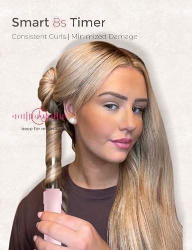 Pink ceramic rotating automatic curling iron — photo 3