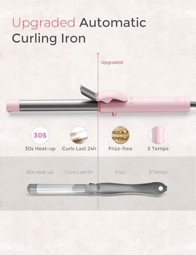 Pink ceramic rotating automatic curling iron — photo 5