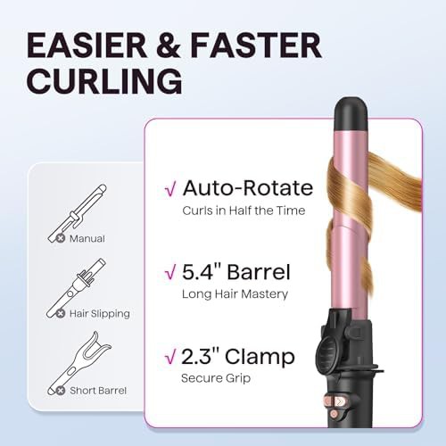 Rose gold automatic rotating curling wand — photo 4
