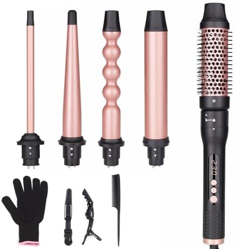 Five in one tapered clipless curling set
