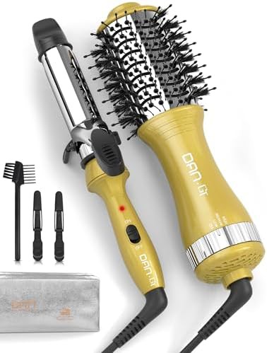 Hair dryer brush and mini wand set