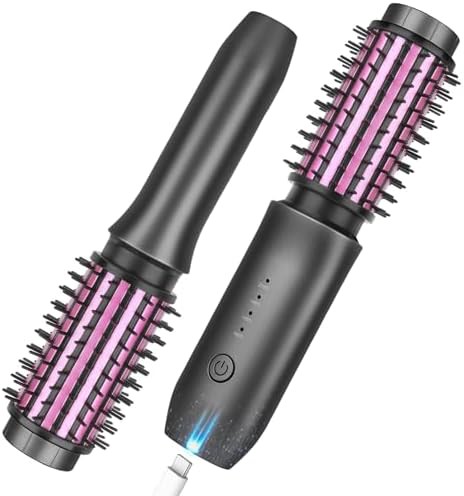 Gray cordless curling iron brush with ions