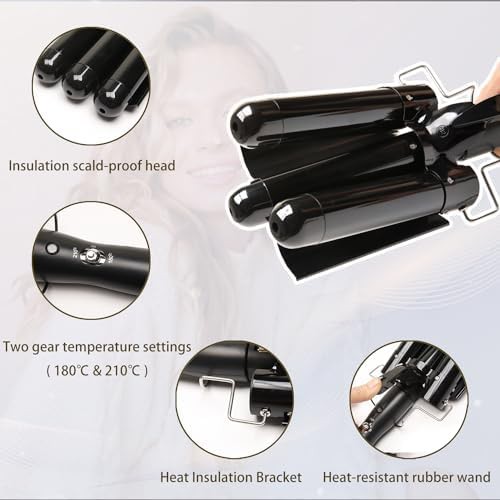 Black jumbo three barrel curling iron — photo 3