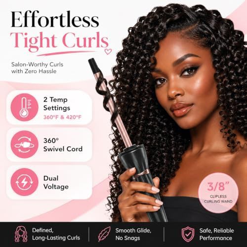 Small black ceramic tiny curl wand — photo 4
