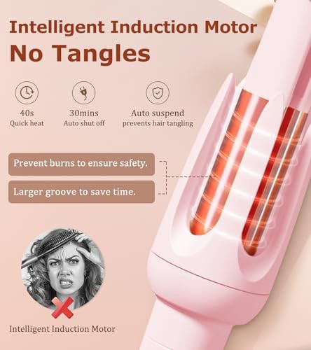 Pink automatic rotating curler 1.25 inch — photo 5