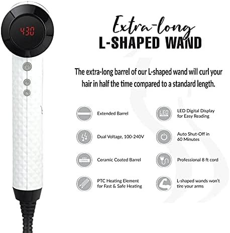 Angled L-shaped extra long curling wand — photo 3
