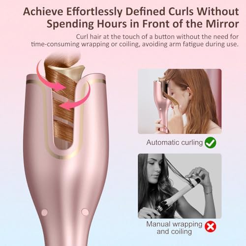 Pink automatic rotating hair curler — photo 4