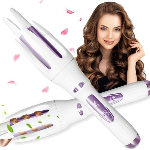 Automatic rotating white ceramic curling wand