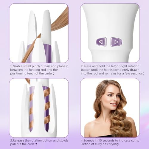 Automatic rotating white ceramic curling wand — photo 4