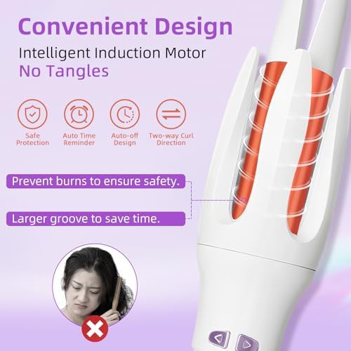 Automatic rotating white ceramic curling wand — photo 5