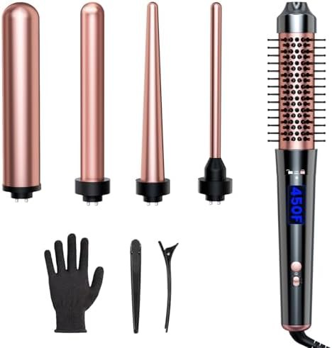 Rose gold ceramic curling brush and wand