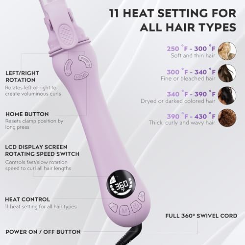 White automatic rotating tourmaline curling wand — photo 3