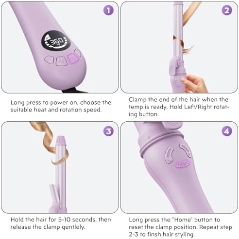 White automatic rotating tourmaline curling wand — photo 5