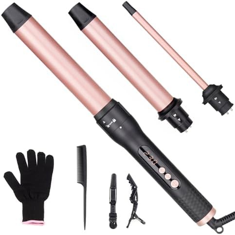 Three in one ceramic curling wand set