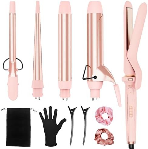 Pink ceramic 5 in 1 curling iron