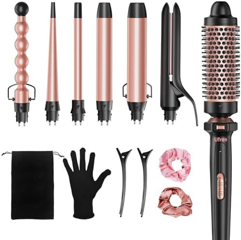 Ufree 7 in 1 interchangeable ceramic curling wand set