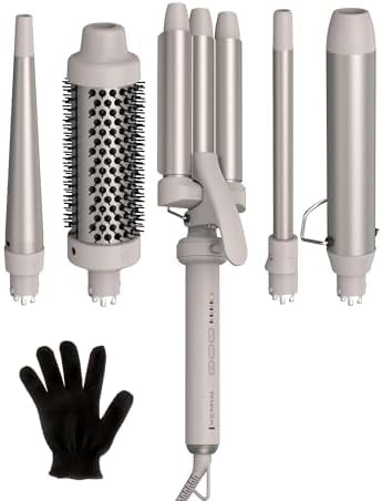 Interchangeable five in one curling wand set