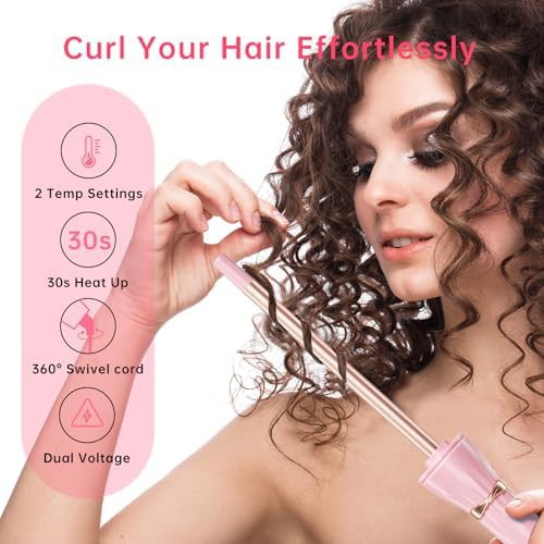 Small pink ceramic tiny curl wand — photo 3