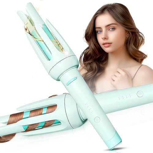 Blue automatic rotating hair curler with timer