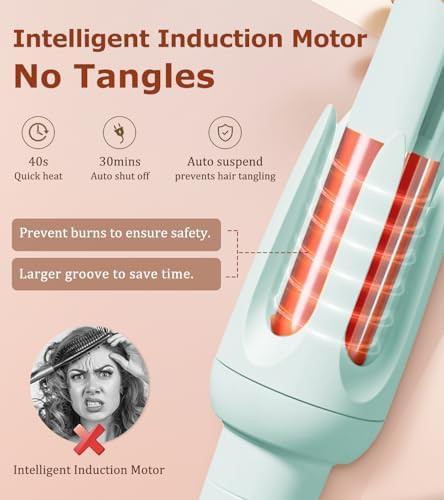 Blue automatic rotating hair curler with timer — photo 5