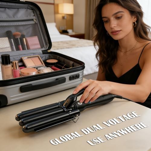 Black three barrel ceramic hair waver — photo 4
