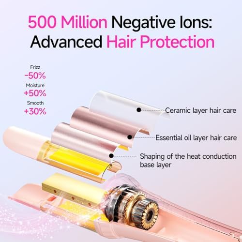 Pink automatic rotating ceramic curling wand — photo 3
