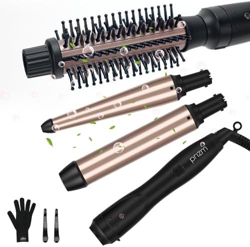 Tapered interchangeable barrel clipless curling set