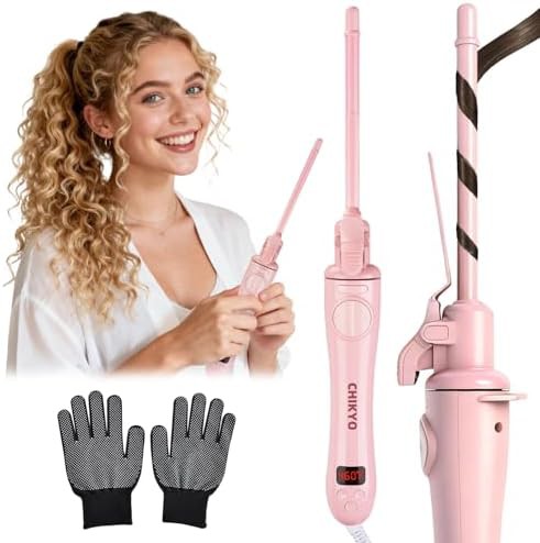 Small rotating pink iron for short hair