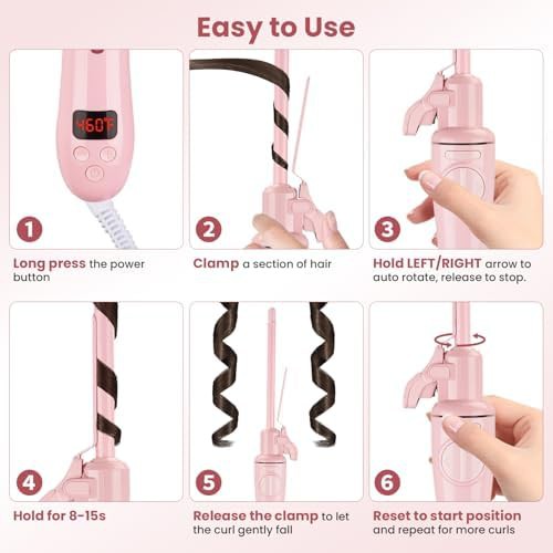 Small rotating pink iron for short hair — photo 3