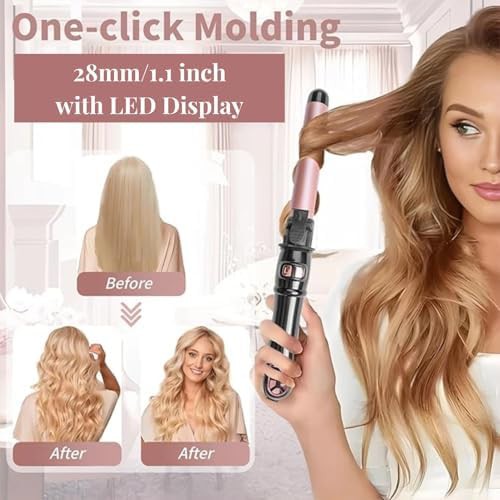 Rose gold automatic rotating curling wand — photo 4