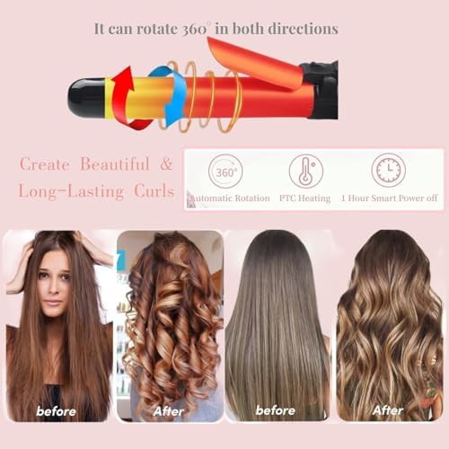 Rose gold automatic rotating curling wand — photo 5