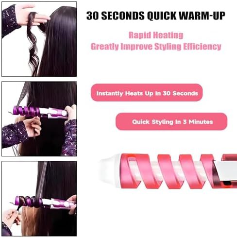 Pink spiral curling wand with negative ions — photo 3