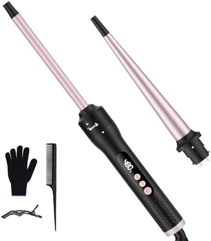 Ceramic Tapered Curling Wand with Interchangeable Barrels