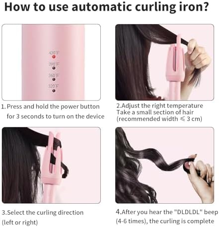 Pink automatic rotating long hair curler — photo 4