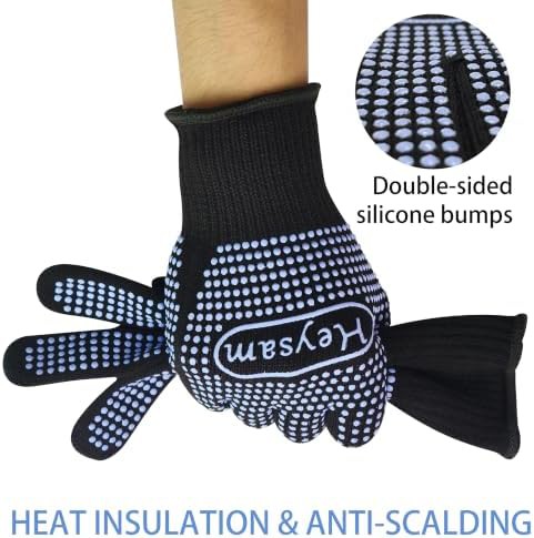 Blue heat resistant gloves with silicone bumps — photo 5