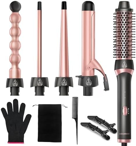 Five in one ceramic wand with thermal brush