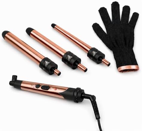 Rose gold interchangeable tapered curling wand
