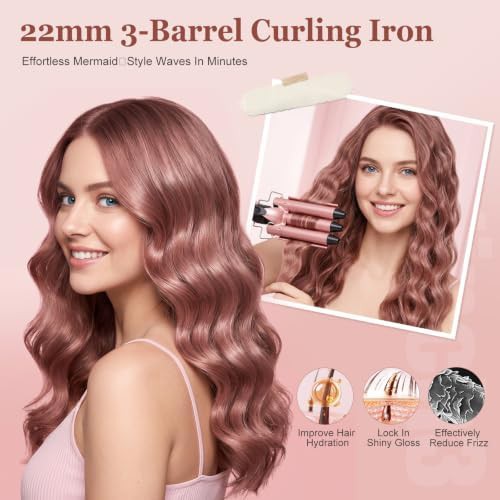 Interchangeable curling set with thermal brush and waver — photo 3